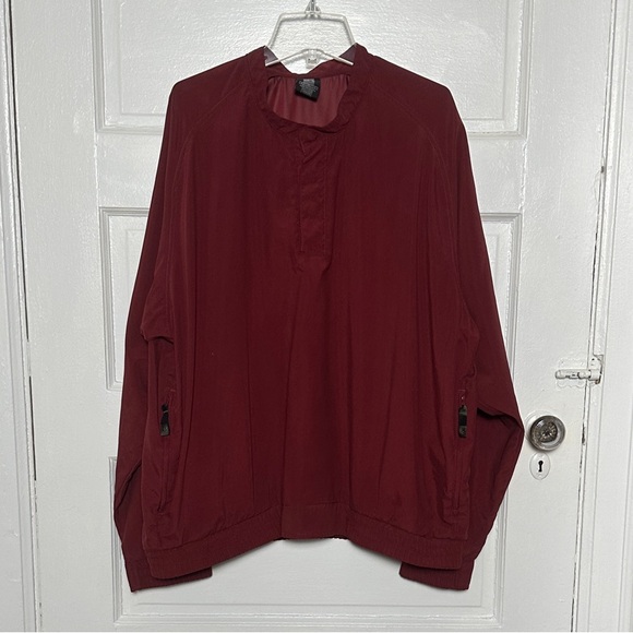 Nike Golf Men's Burgundy Windbreaker Jacket M Pullover Pockets Y2K Athletic - Picture 1 of 15